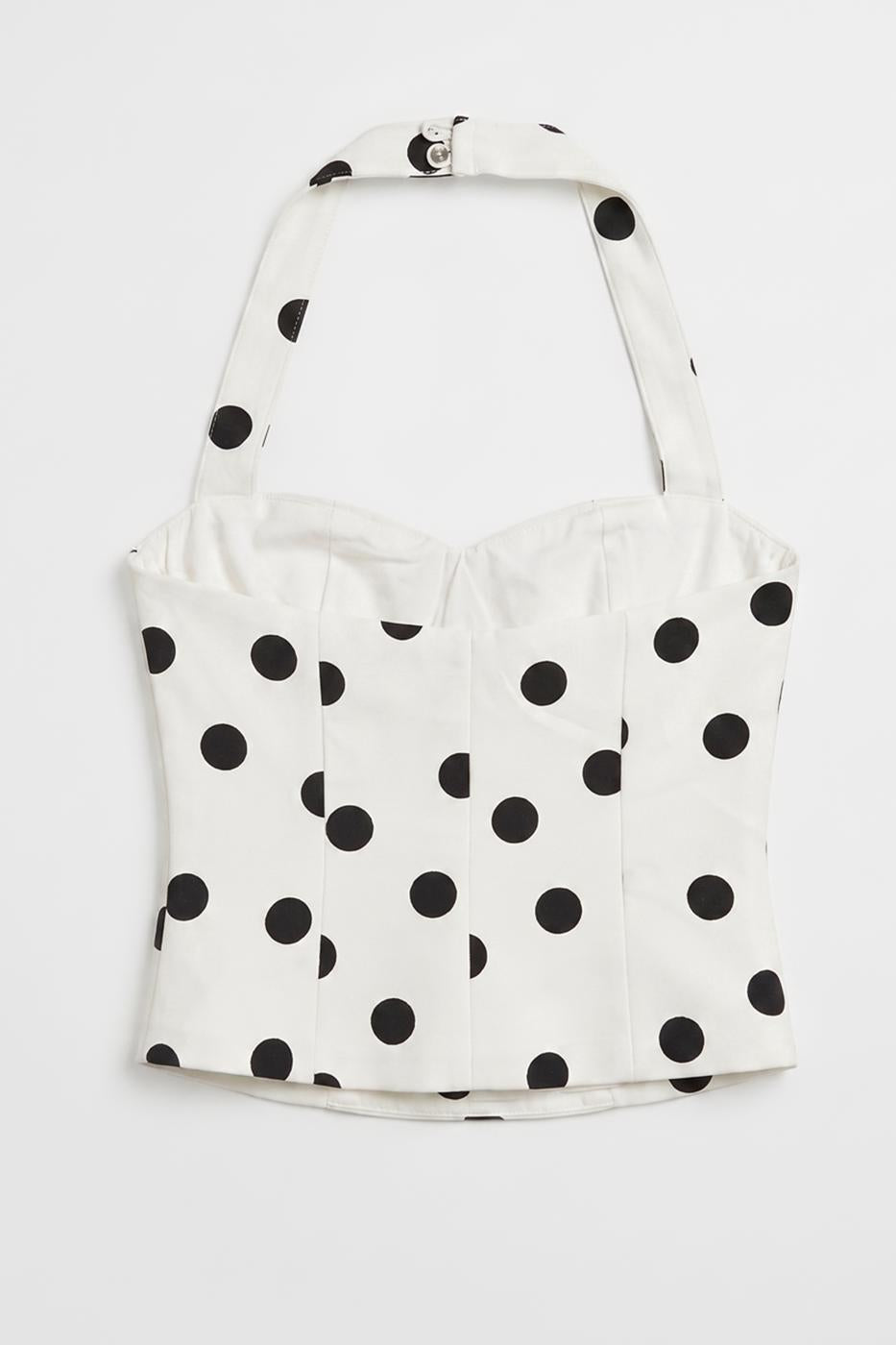 Halter Neck Polka Dot Top Ecru