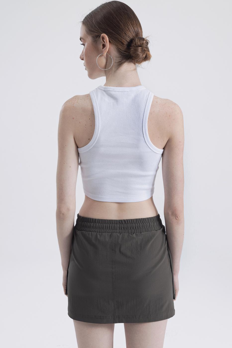 Halter Neck Rhinestone Printed Top White