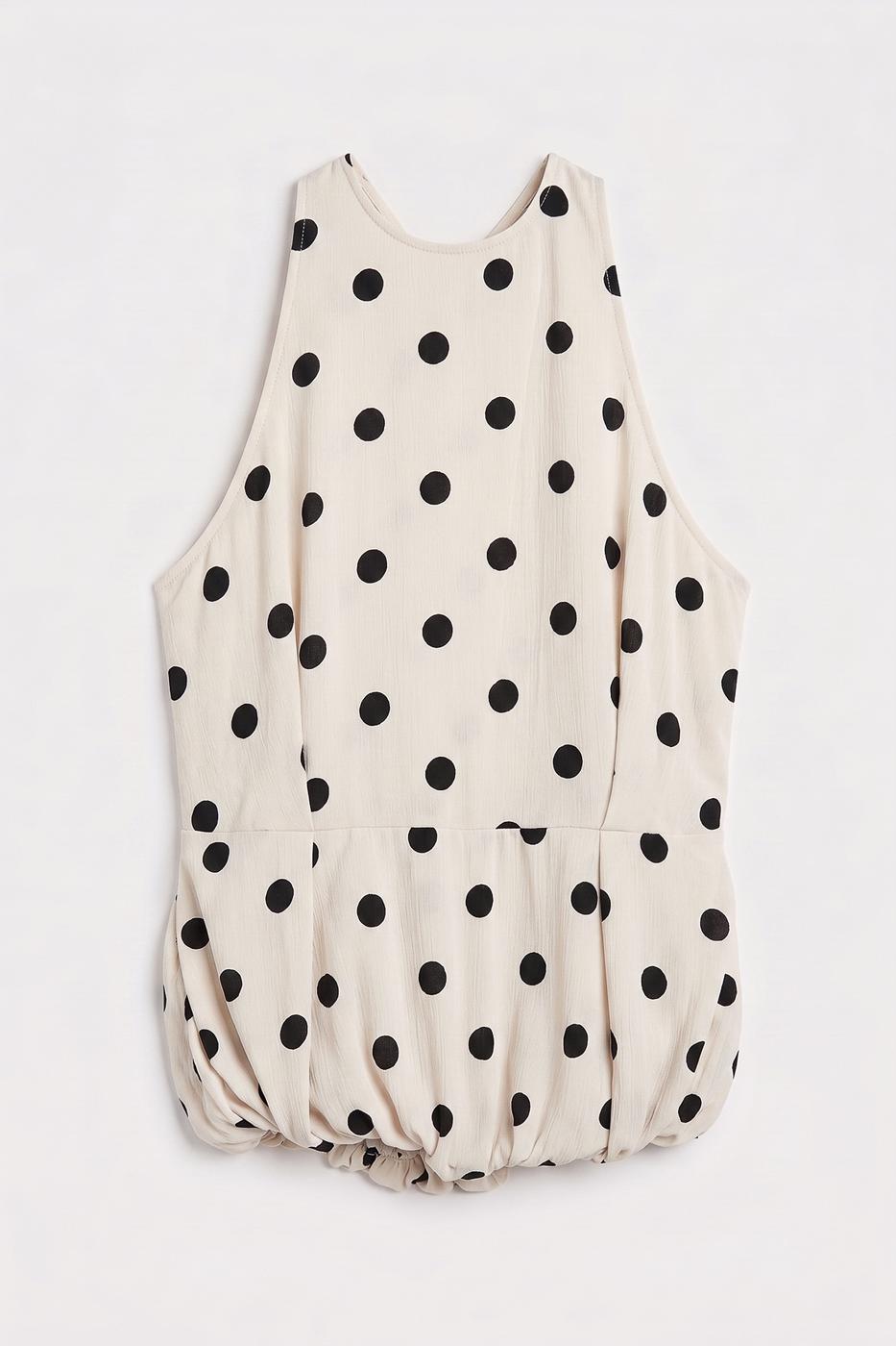 Halter Neck Balloon Blouse Ecru