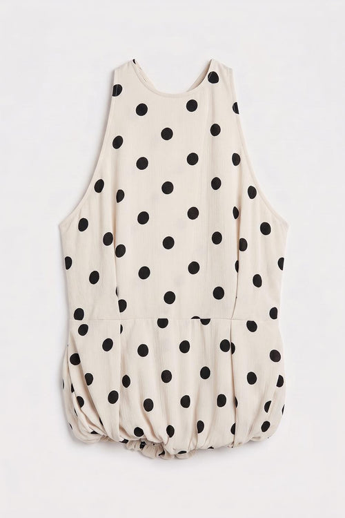 Halter Neck Balloon Blouse Ecru