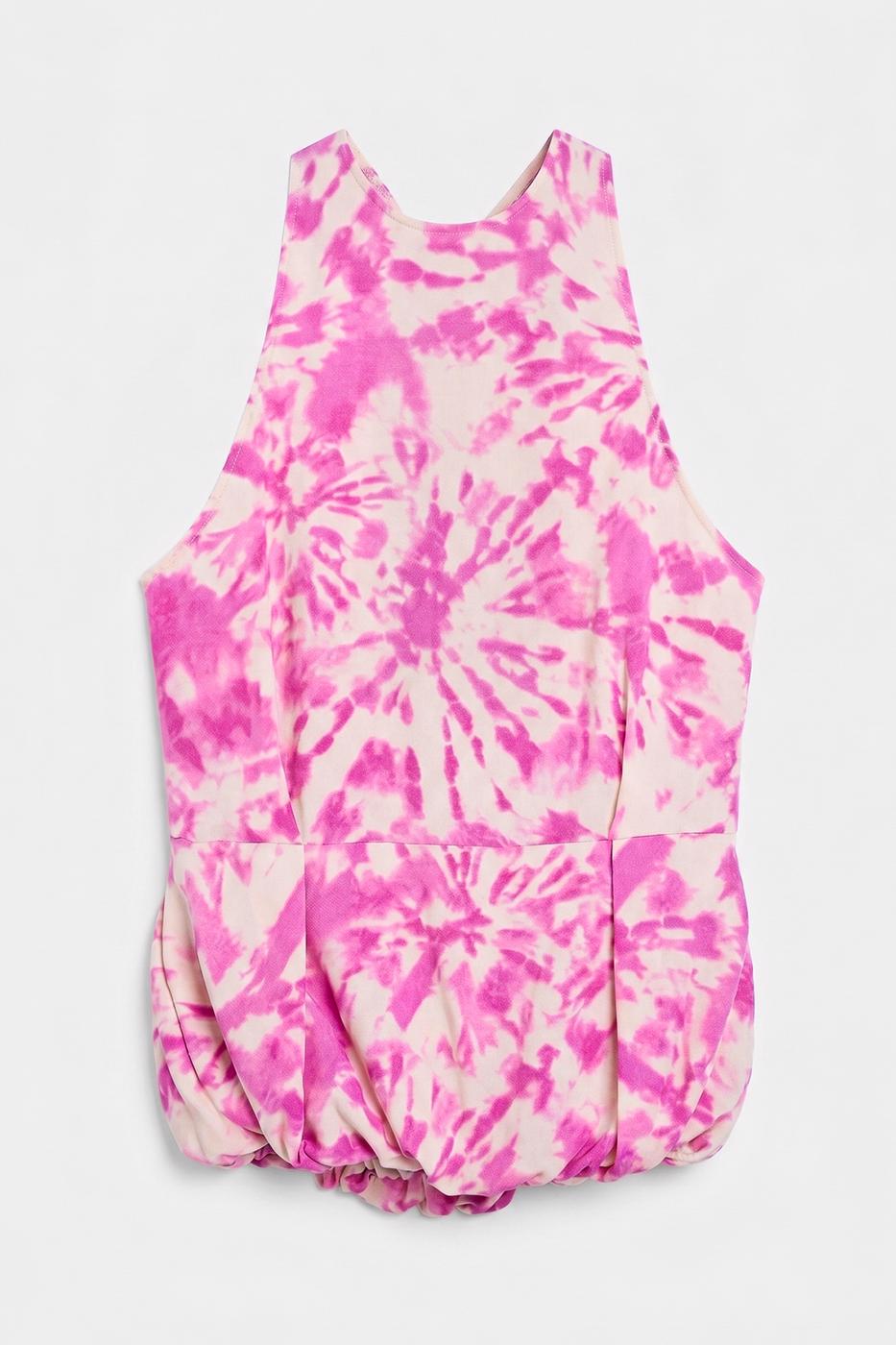 Halter Neck Linen Blend Balloon Blouse Pink