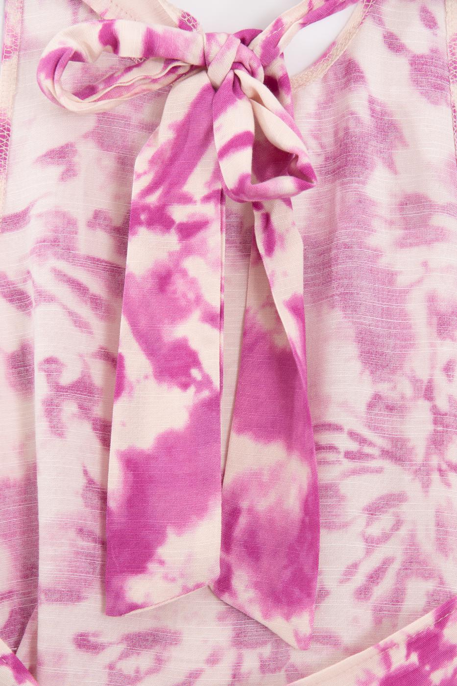 Halter Neck Linen Blend Balloon Blouse Pink