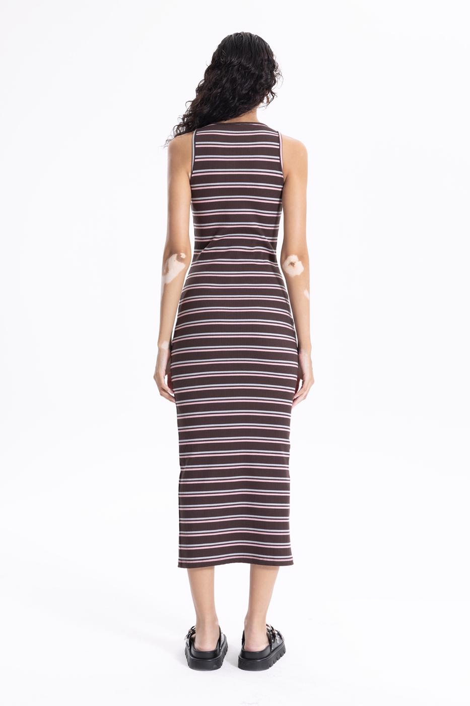 Halter Neck Midi Pencil Dress Brown