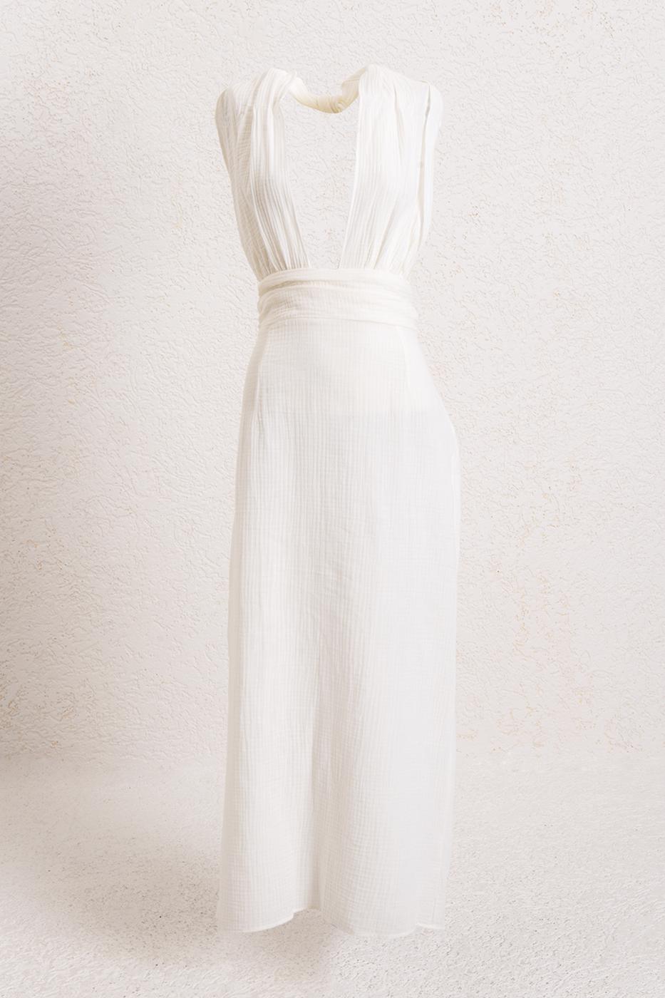 Helen Muslin Midi Dress White