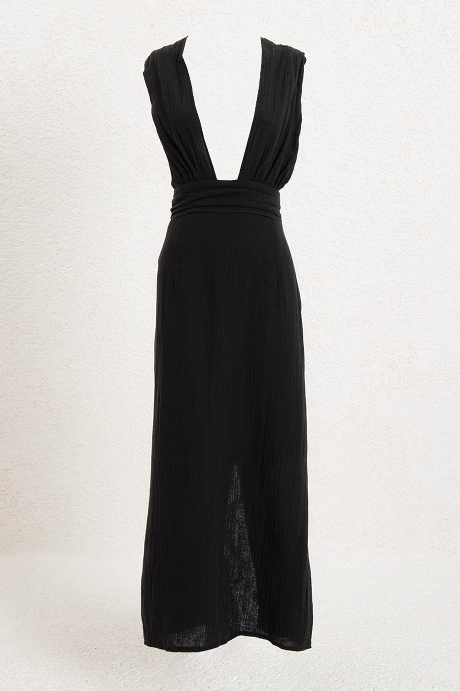 Helen Muslin Midi Dress Black