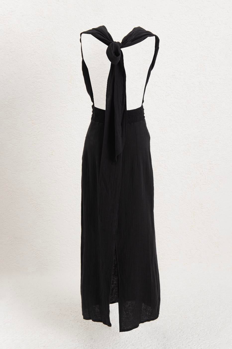 Helen Muslin Midi Dress Black