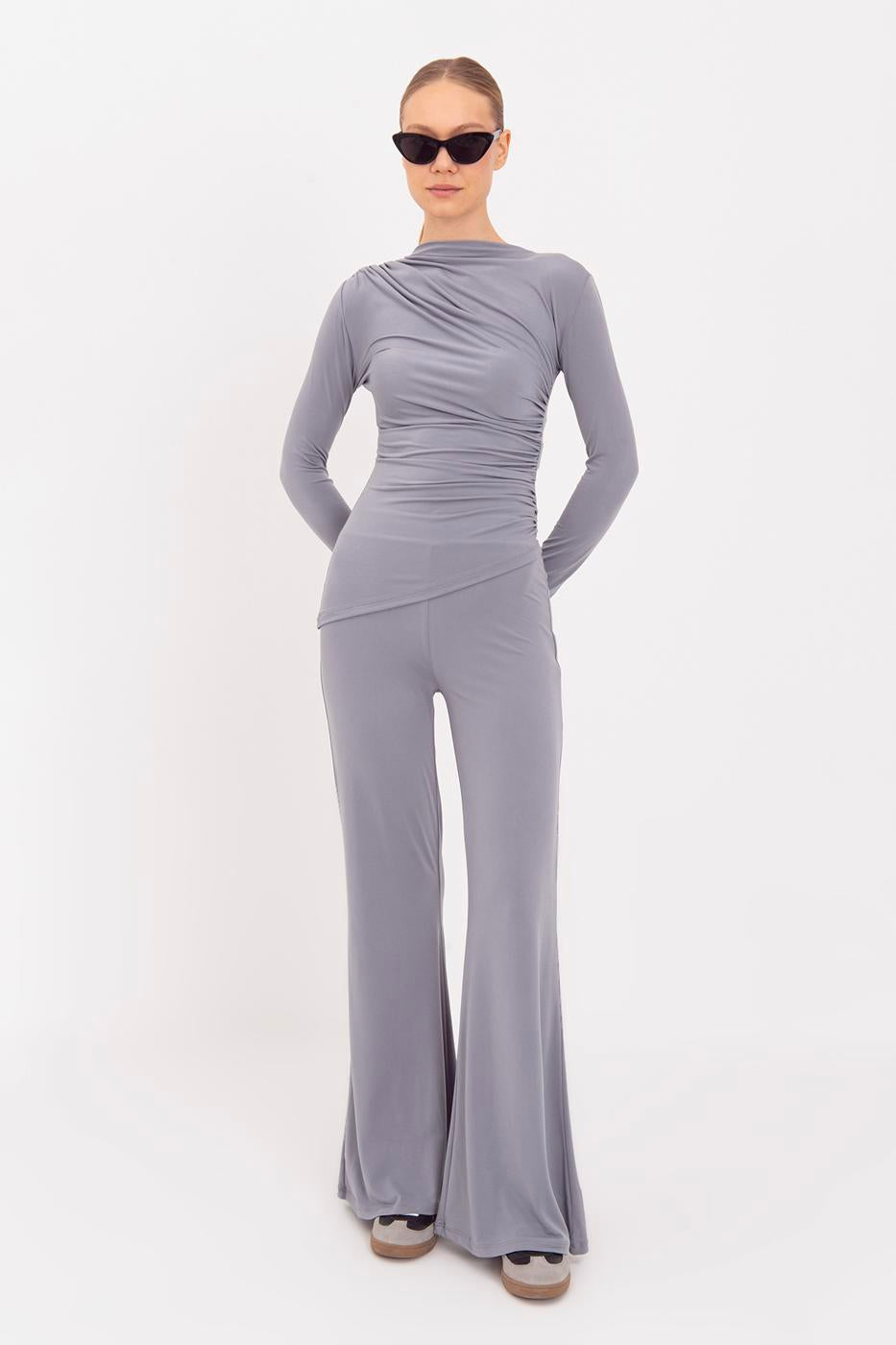 Flared Trousers Grey