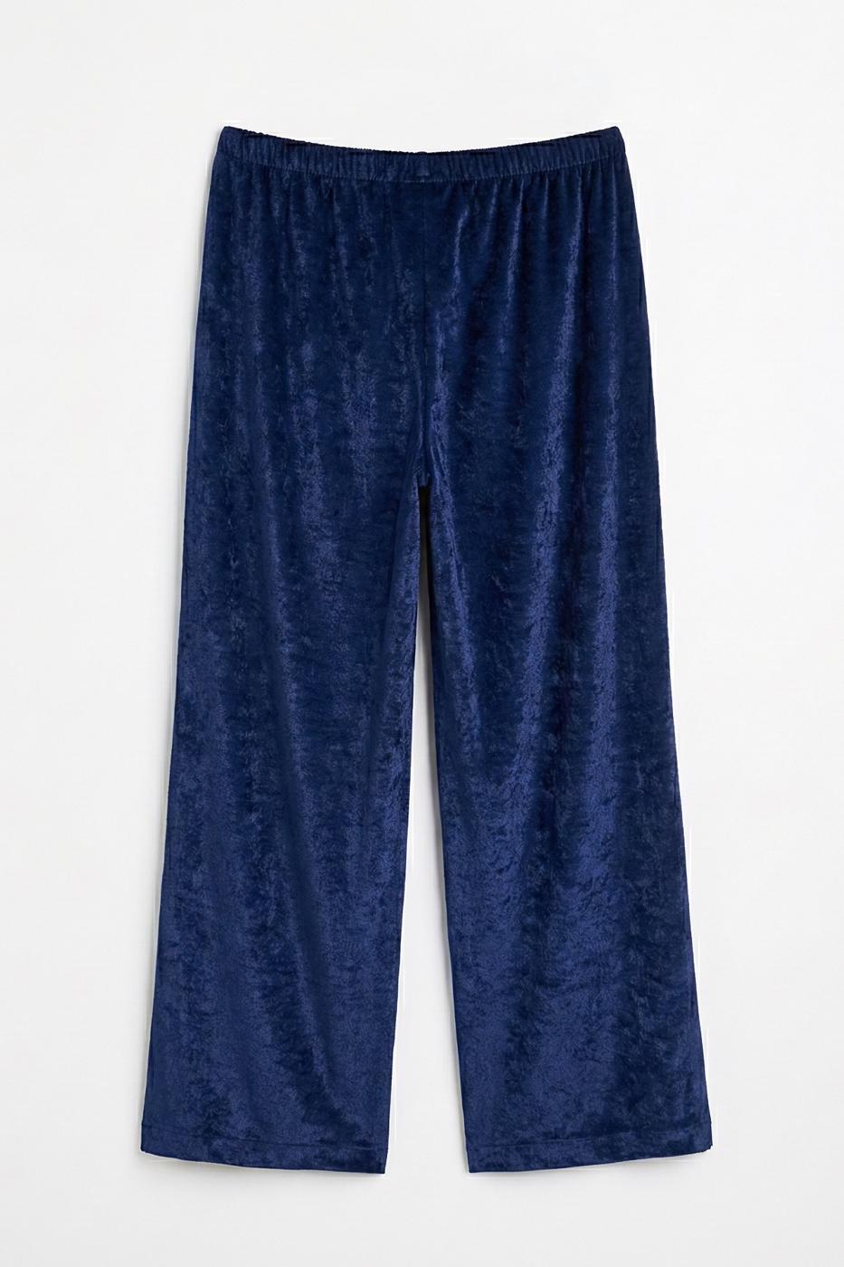 Wide-leg velvet trousers Navy