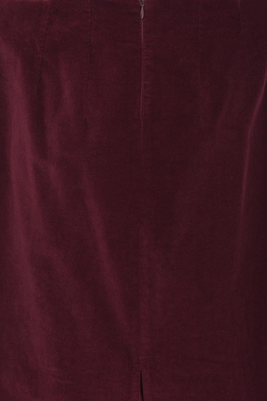 Velvet Midi Pencil Skirt Burgundy