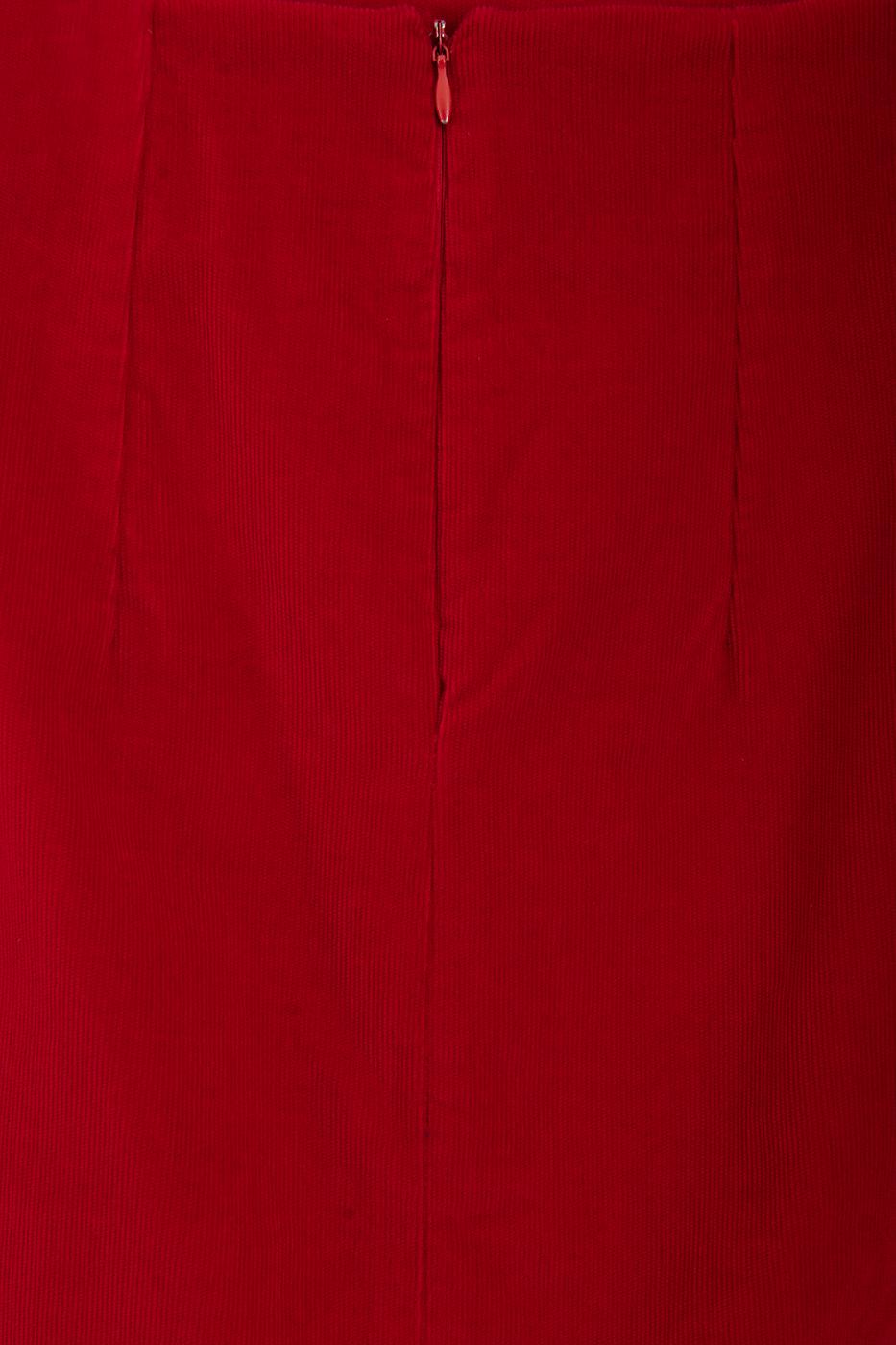 Velvet Midi Pencil Skirt Red