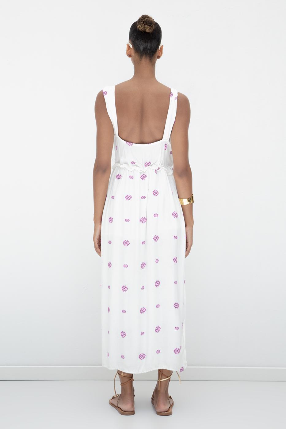 Wide Strapped Midi Dress White