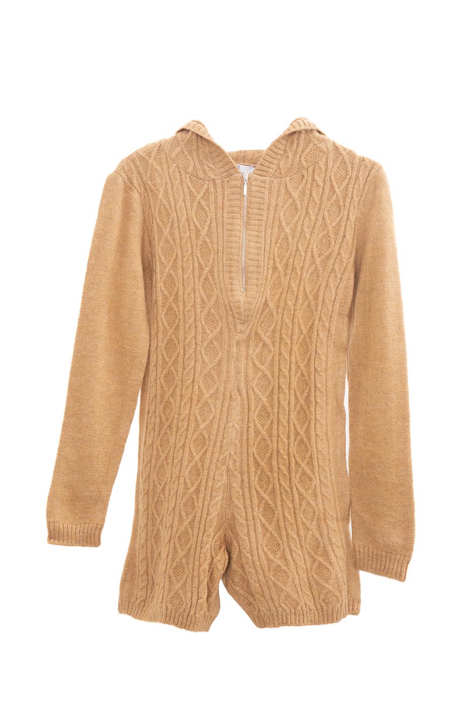 Hooded Knit Mini Romper
