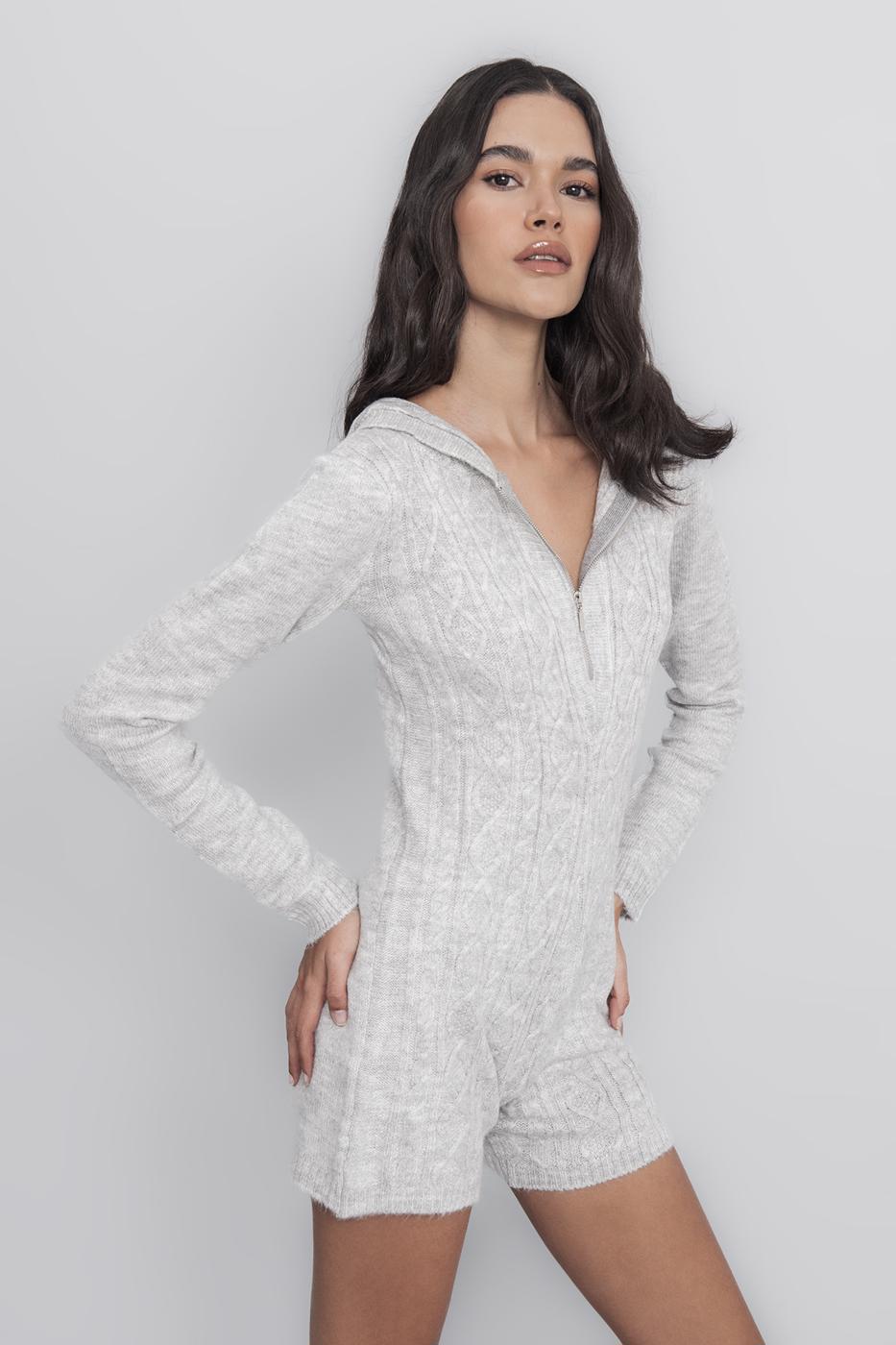 Hooded Knit Mini Romper