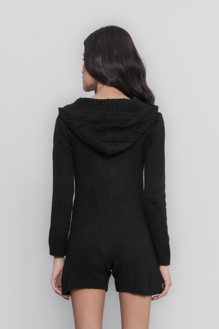 Hooded Knit Mini Romper