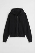 Hooded Zip-Up Knit Sweater Black