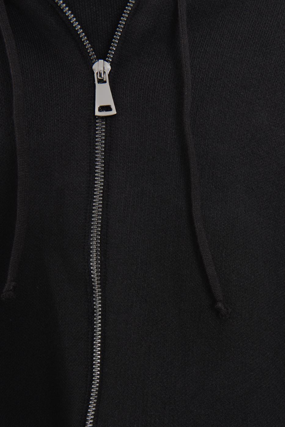 Hooded Zip-Up Knit Sweater Black