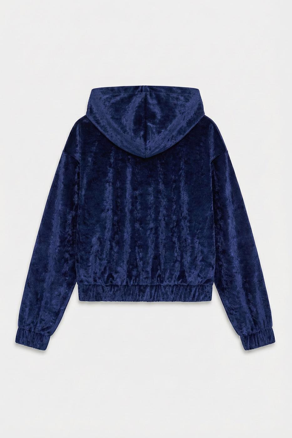 Hooded Velvet Sweatshirt Navy