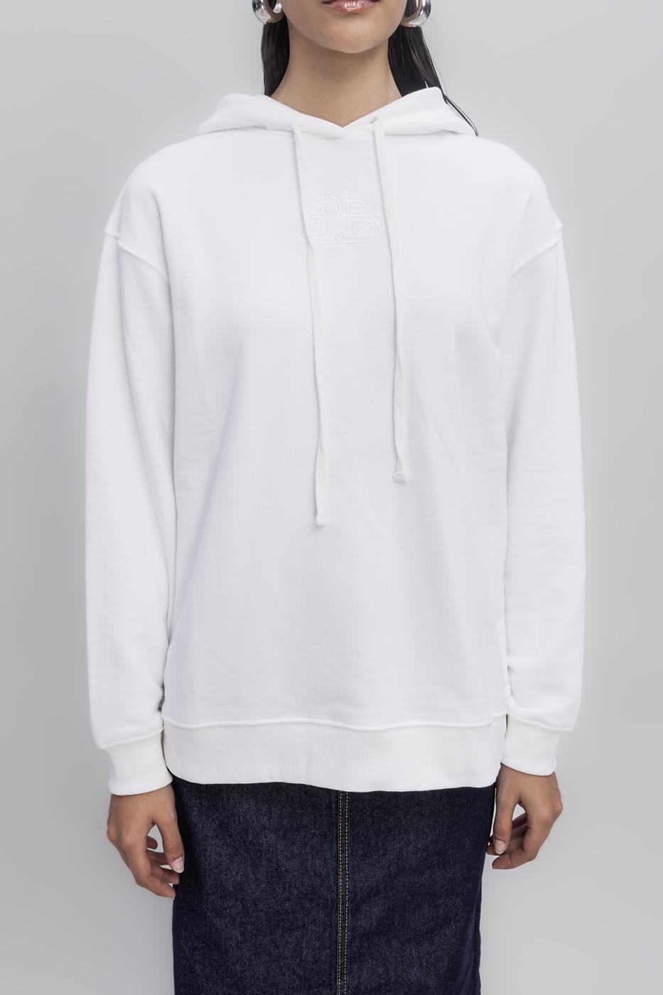 Hooded Embroided Sweatshirt Ecru