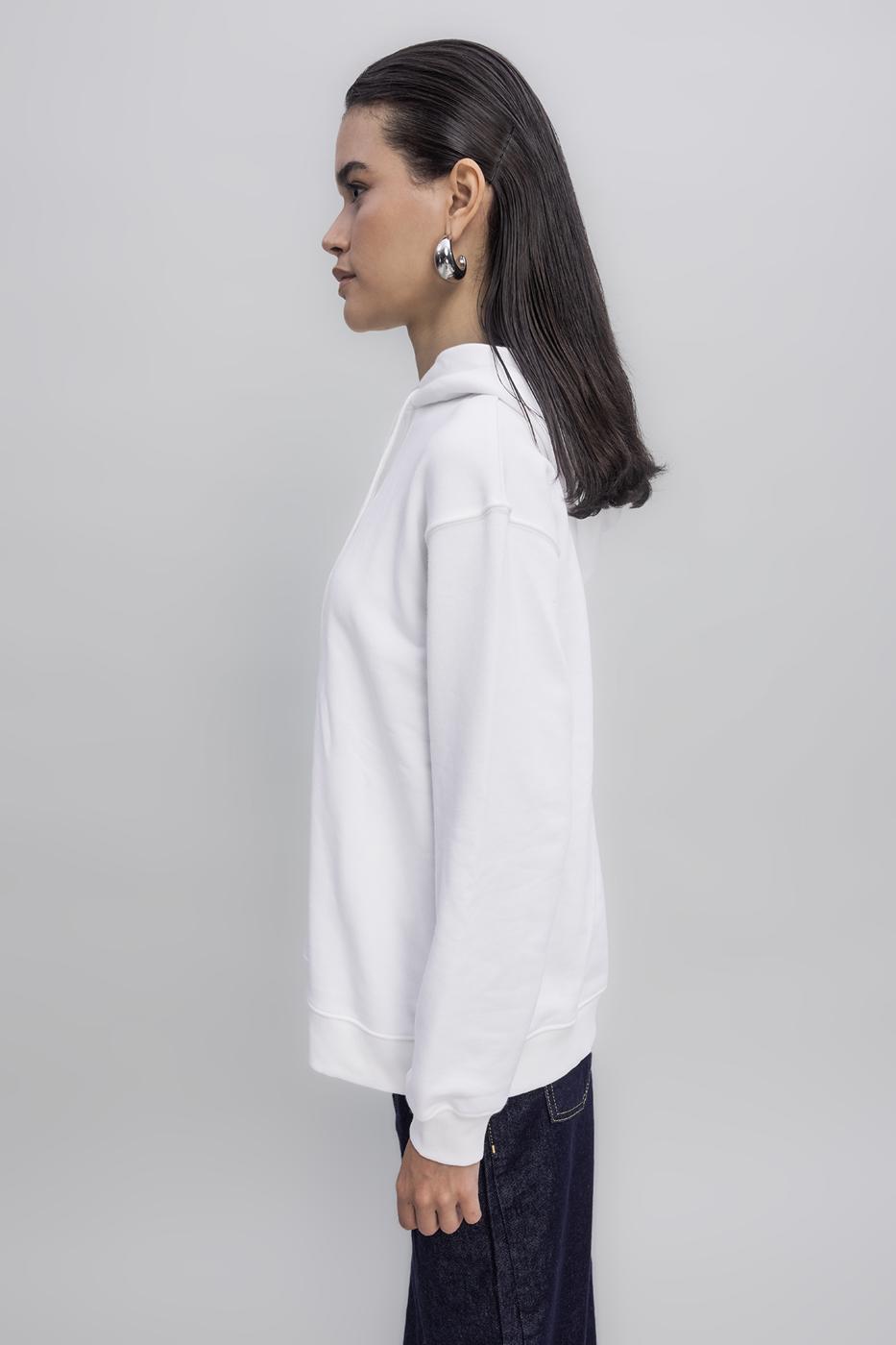 Hooded Embroided Sweatshirt Ecru