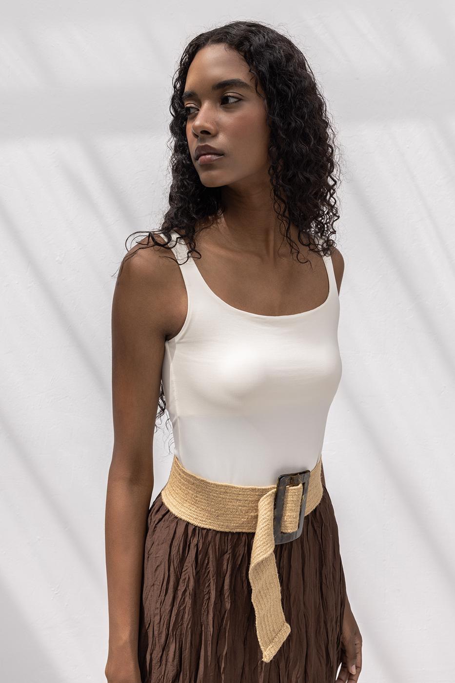 Square Neck Tank Top White