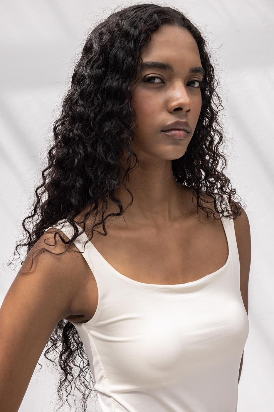 Square Neck Tank Top White