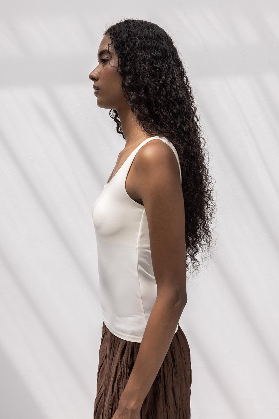 Square Neck Tank Top White
