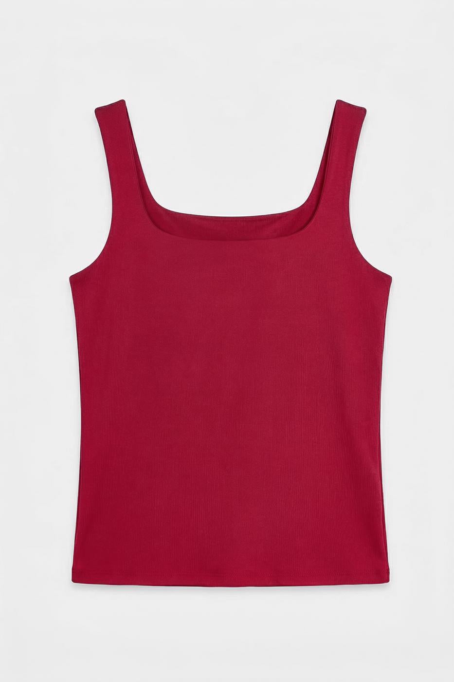 Square Neck Tank Top Burgundy