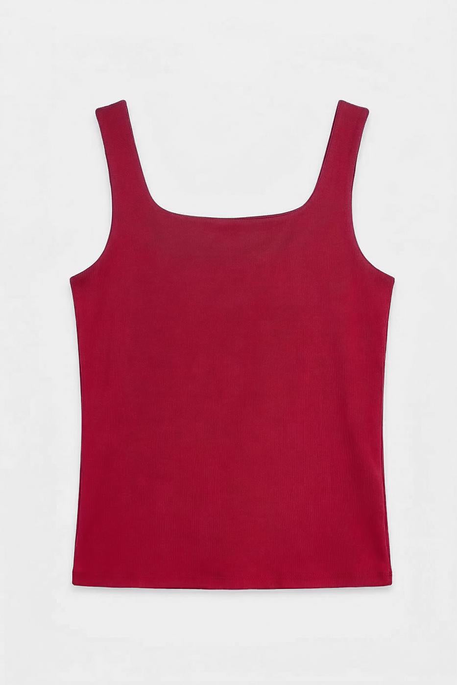 Square Neck Tank Top Burgundy