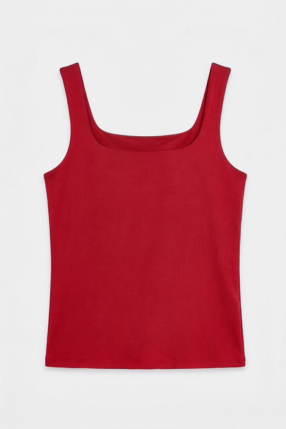 Square Neck Tank Top Red