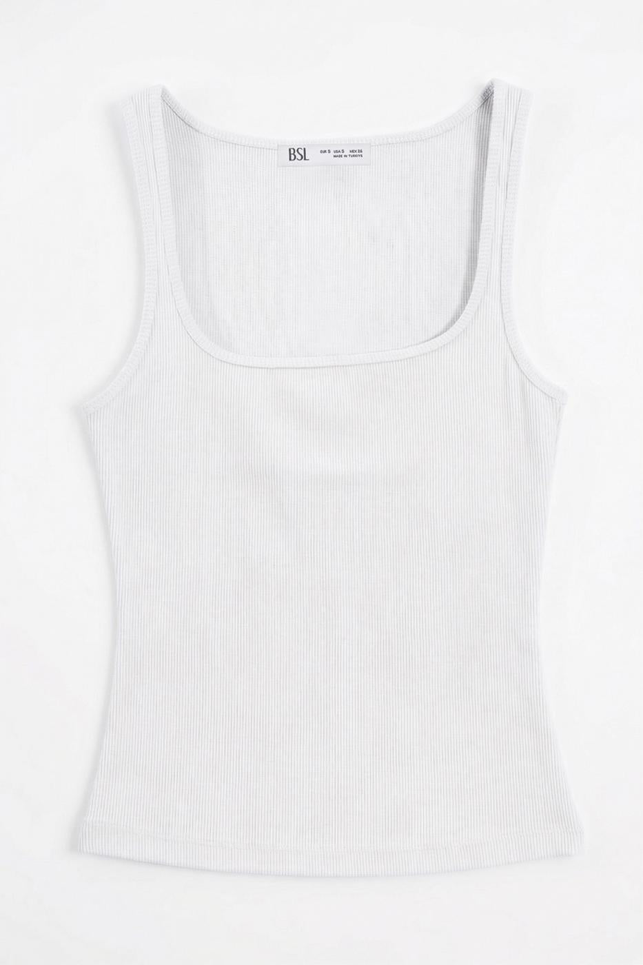 Square Neck Tank Top White