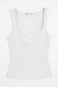 Square Neck Tank Top White
