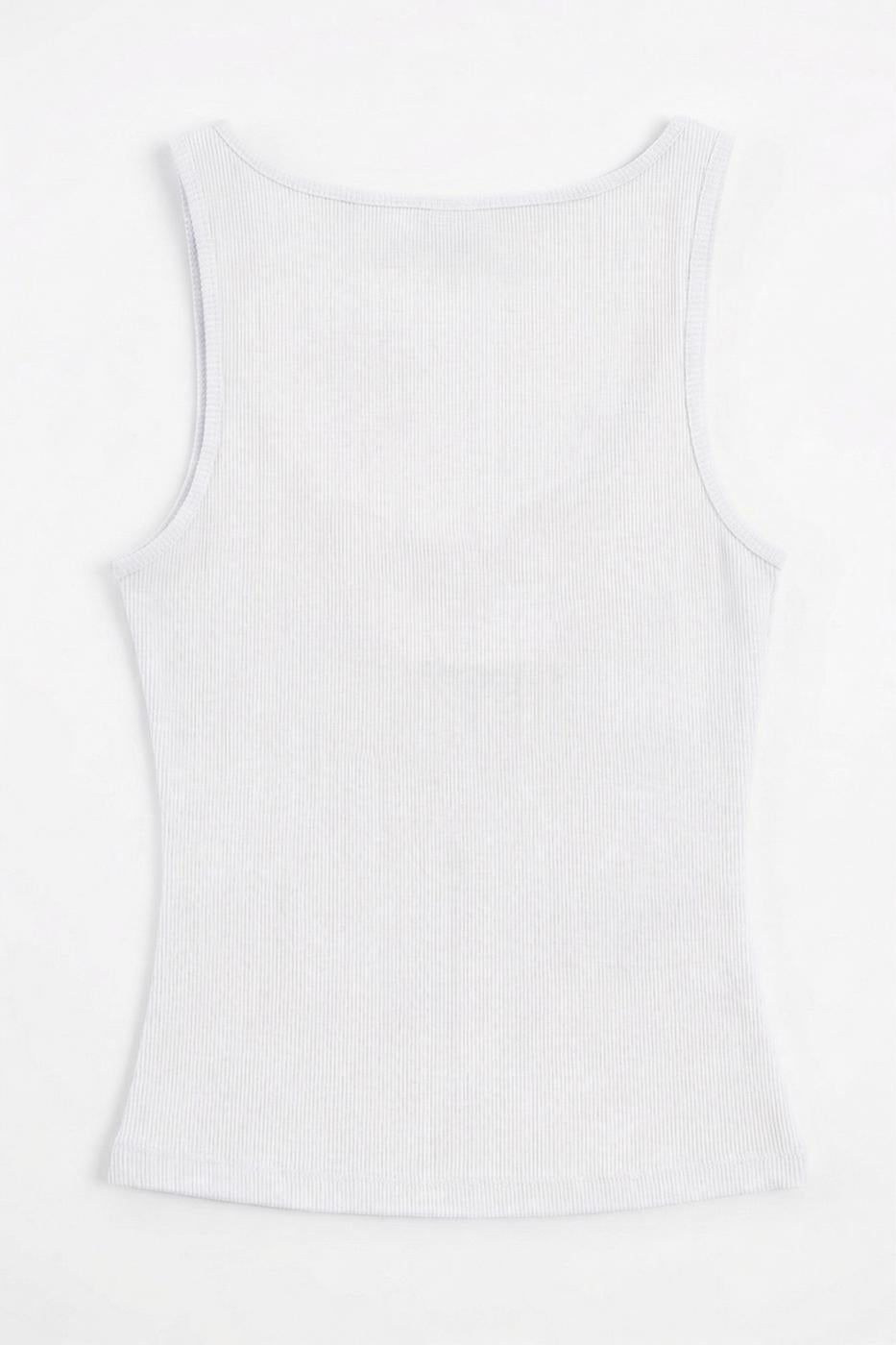 Square Neck Tank Top White