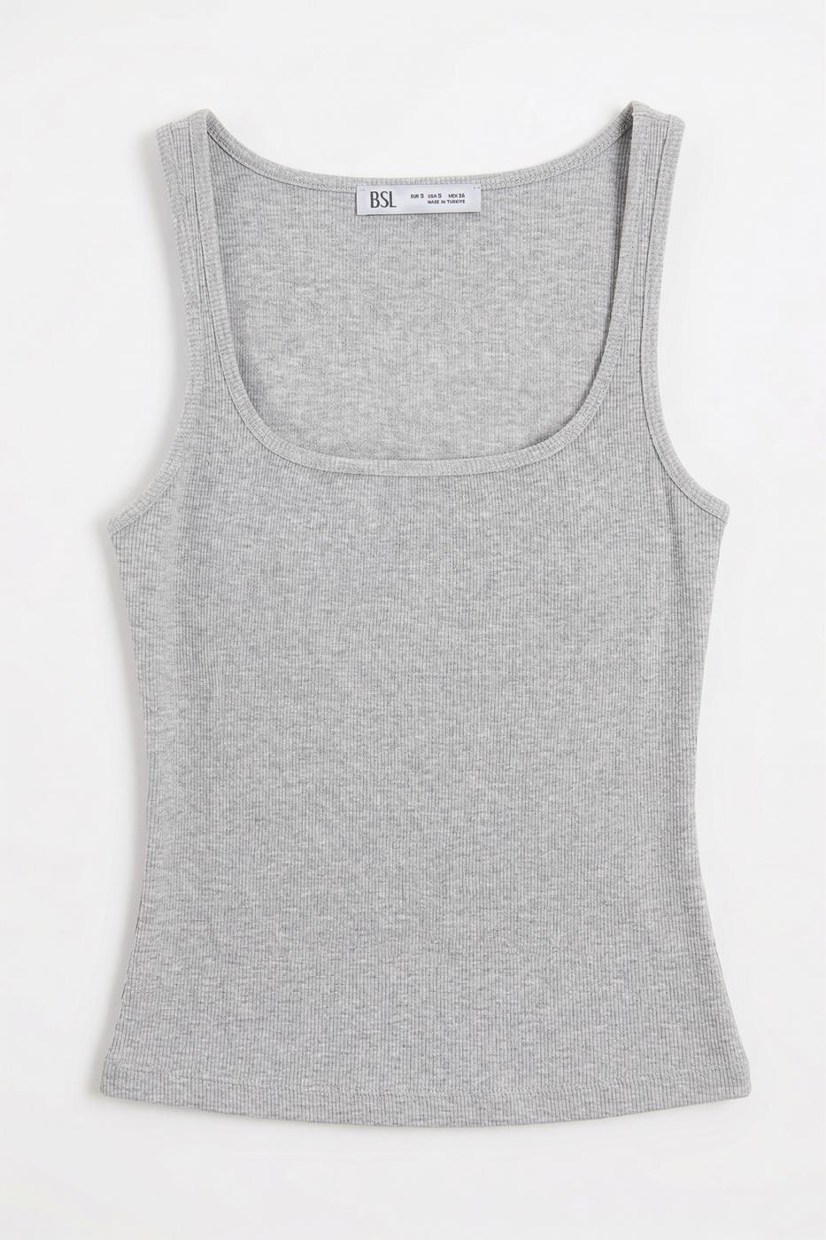 Square Neck Tank Top Grey