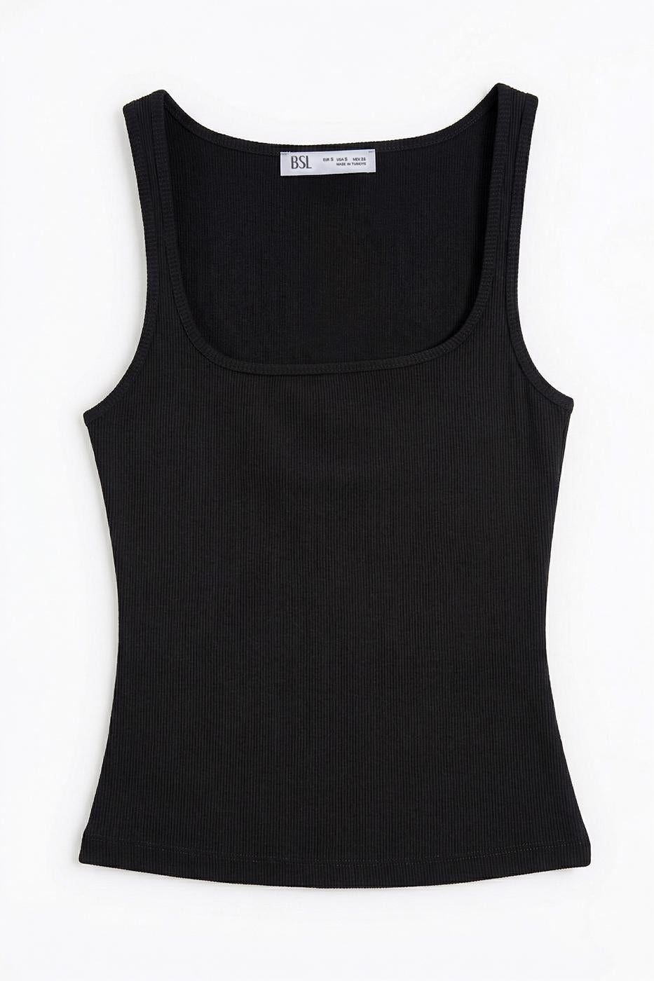 Square Neck Tank Top Black