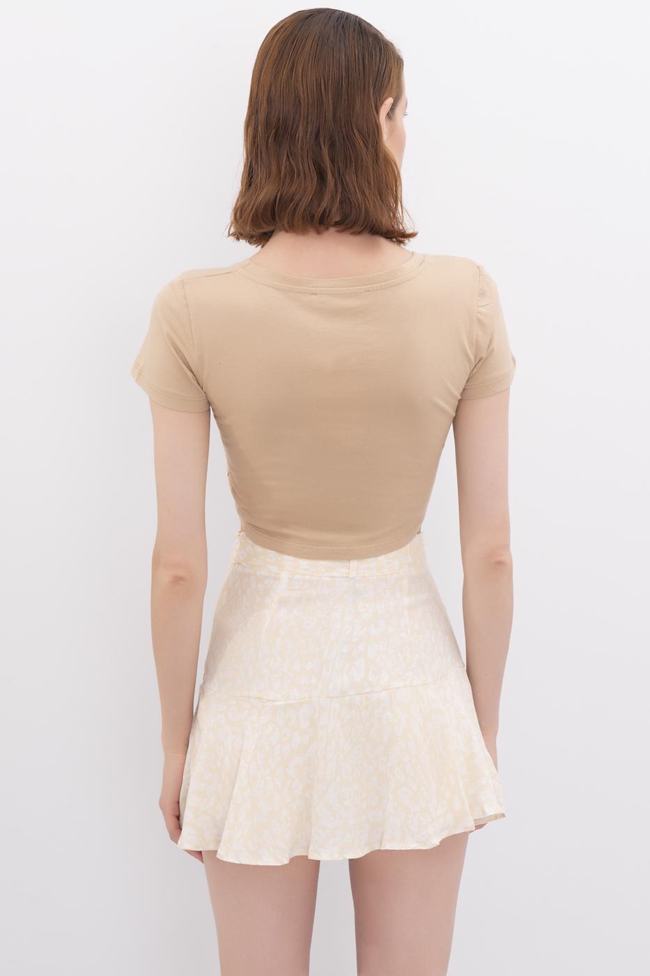 Square Neck Crop Top Beige
