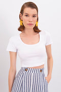 Square Neck Crop Top White