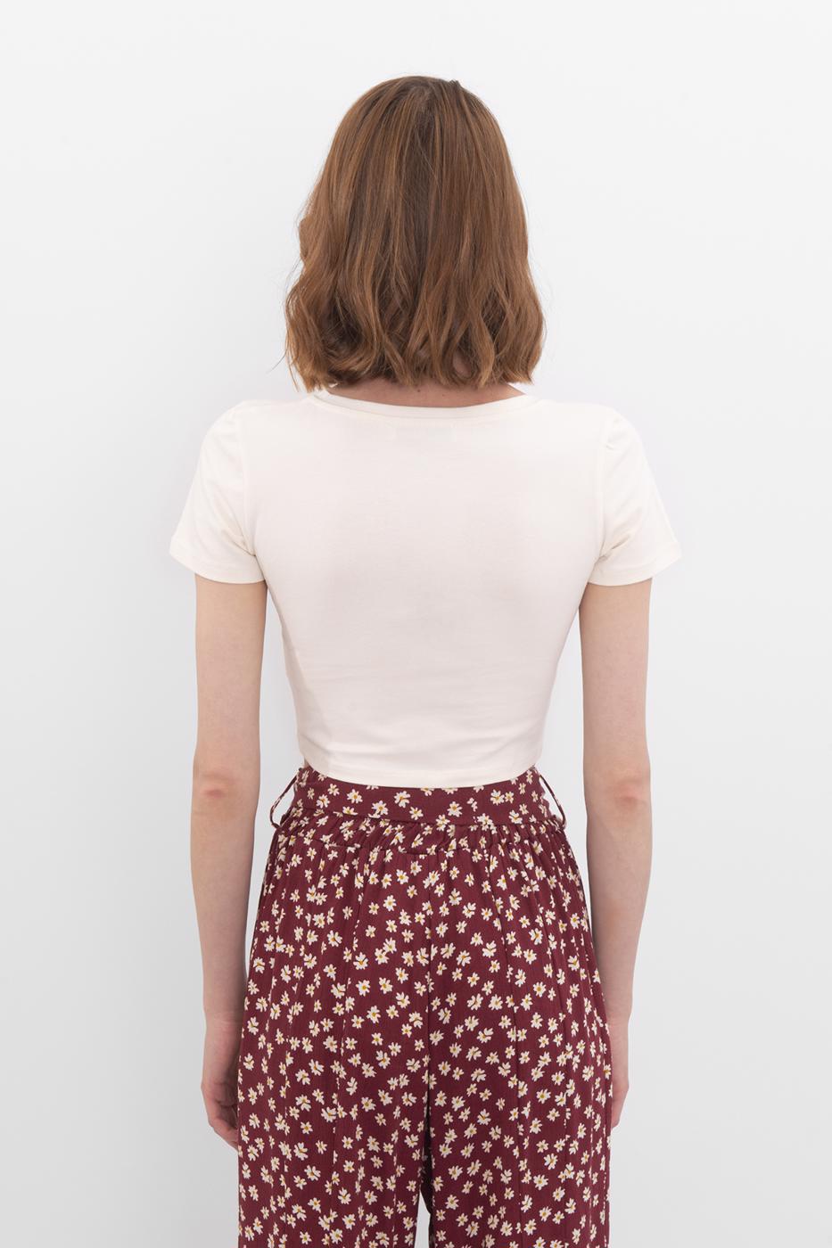Square Neck Crop Top Ecru