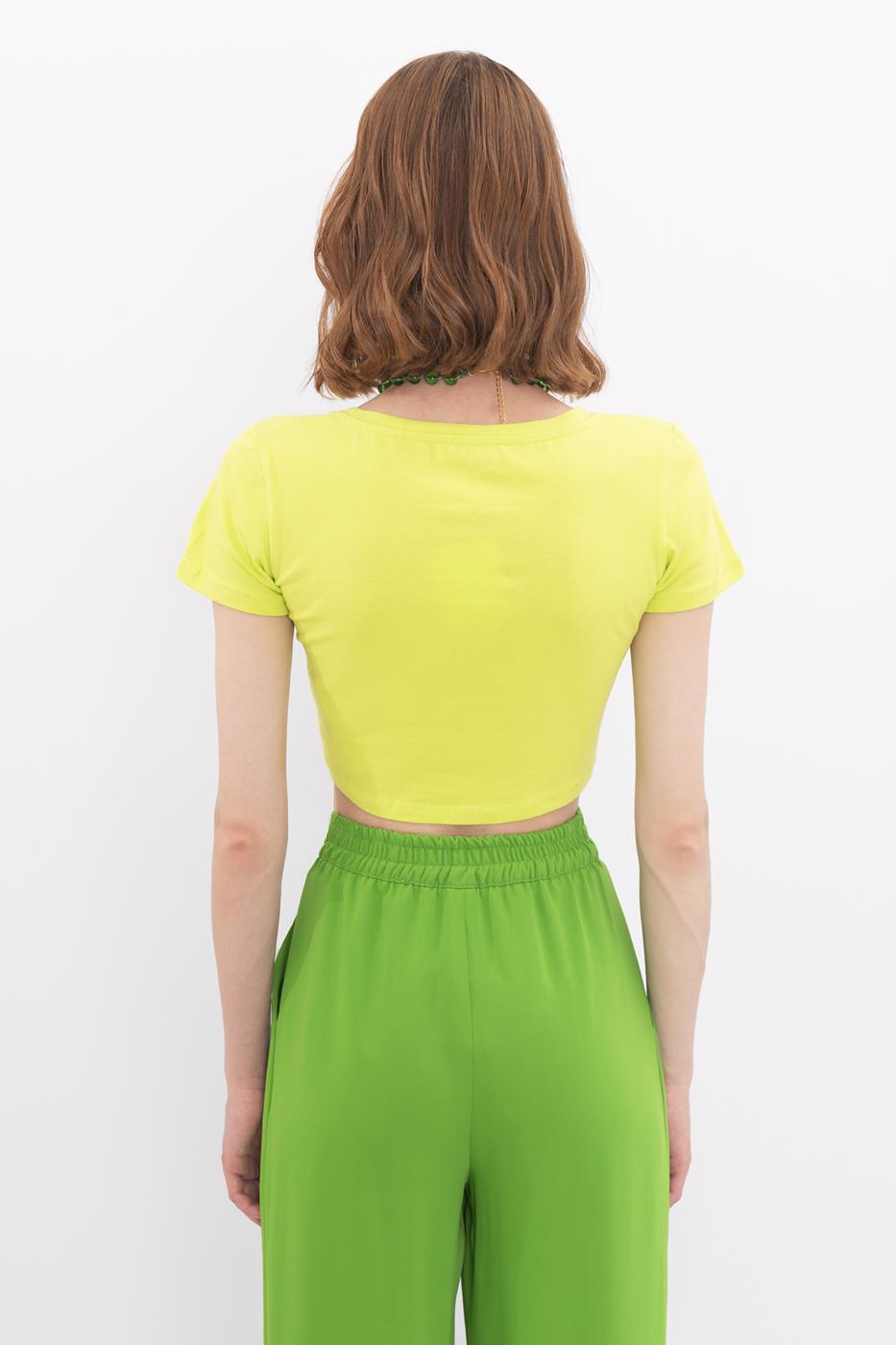 Square Neck Crop Top F.green