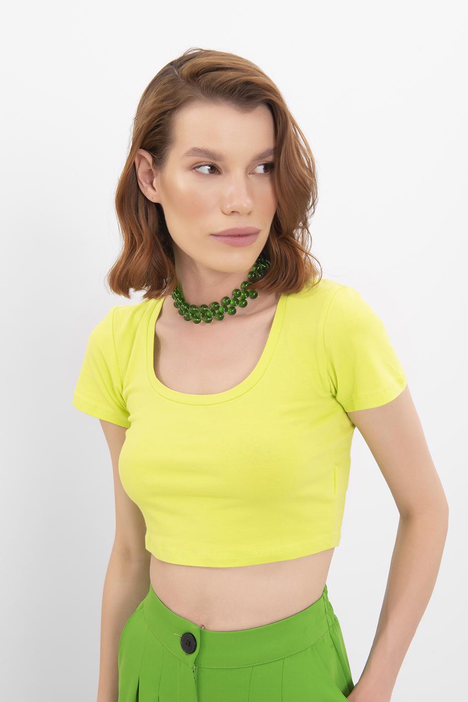 Square Neck Crop Top F.green