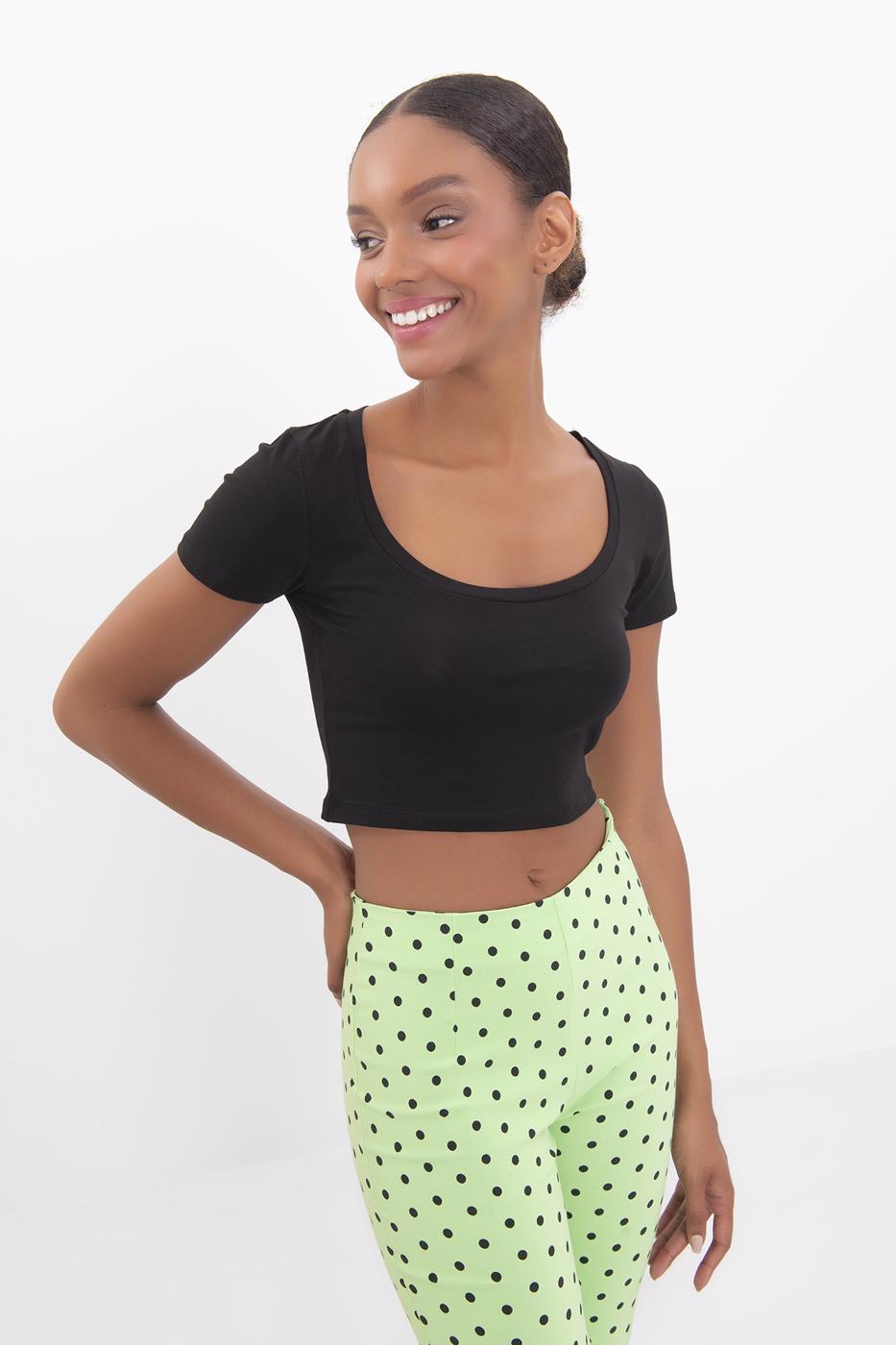 Square Neck Crop Top Black