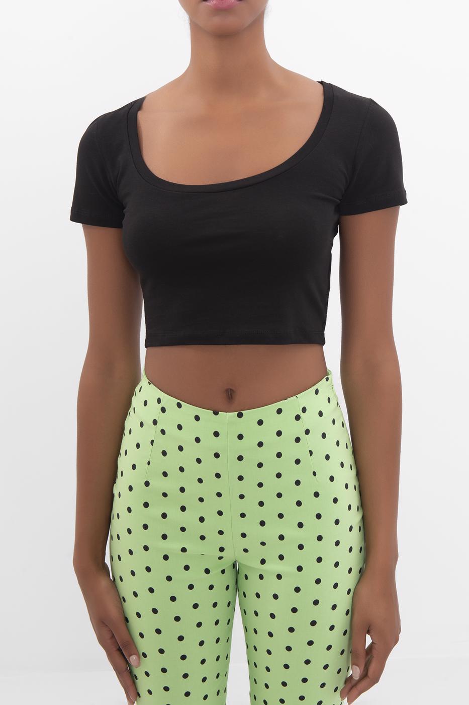 Square Neck Crop Top Black