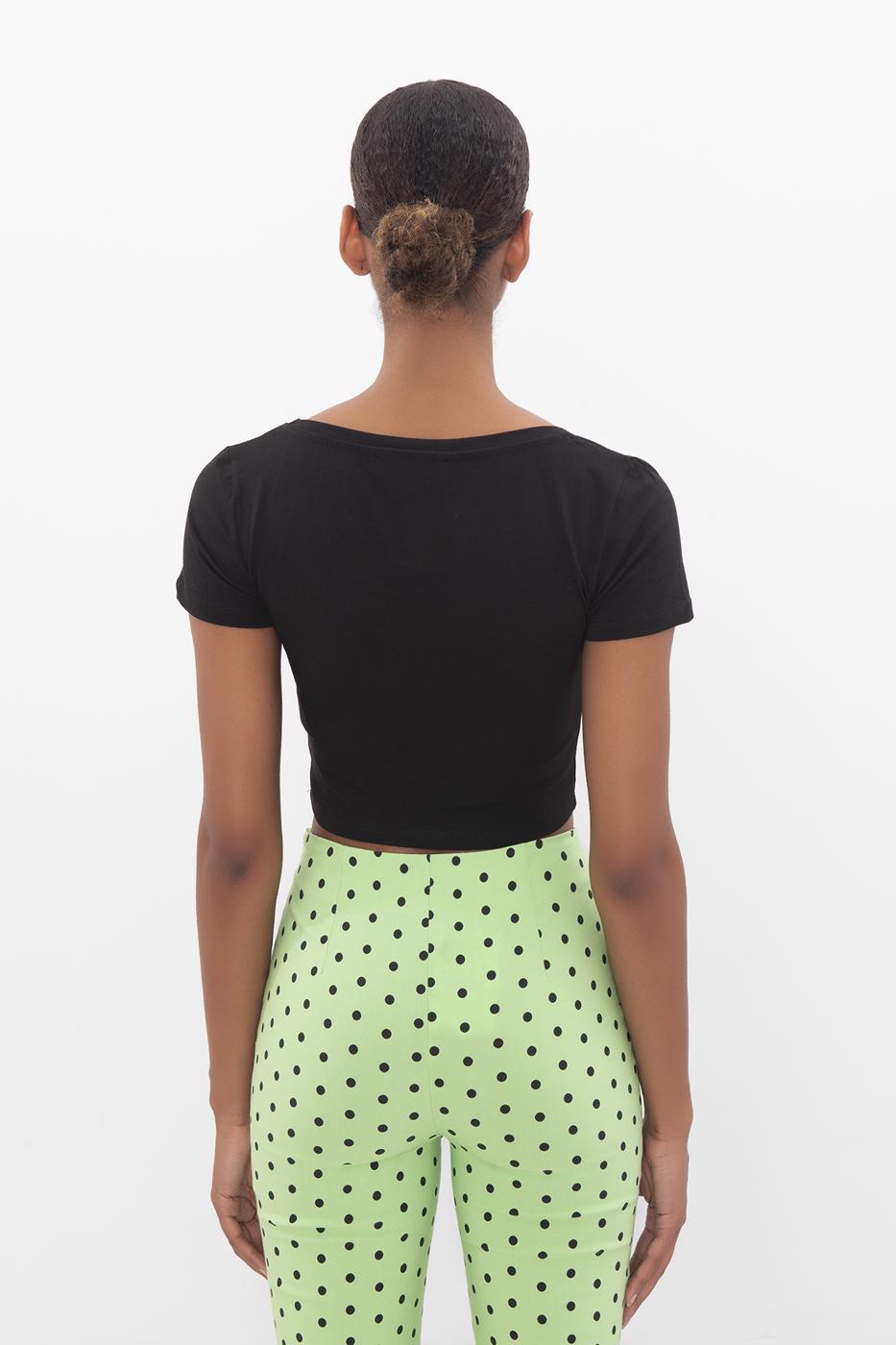 Square Neck Crop Top Black