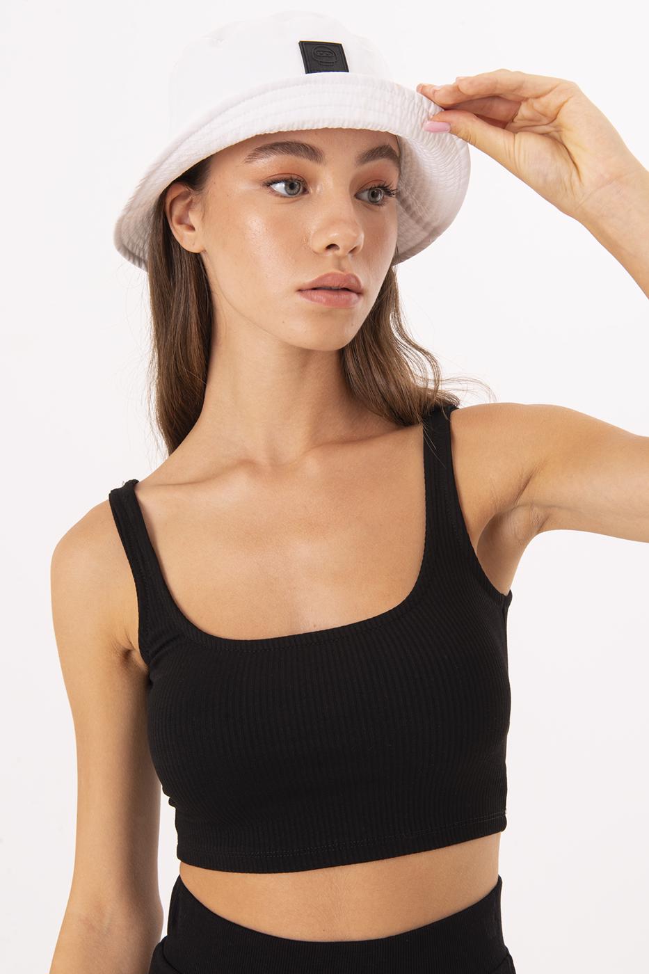 Square Neck Crop Top Black