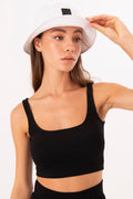 Square Neck Crop Top Black