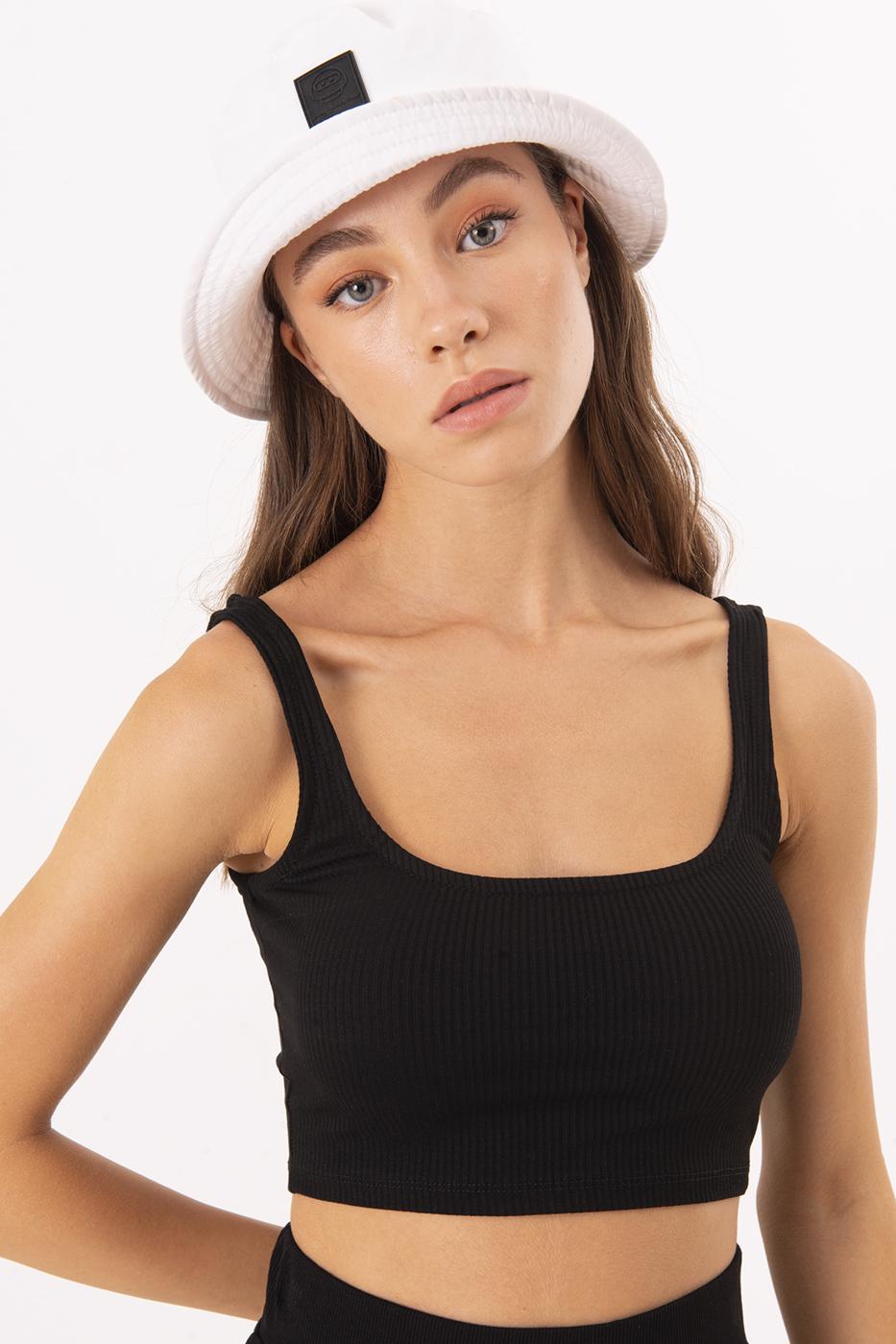 Square Neck Crop Top Black