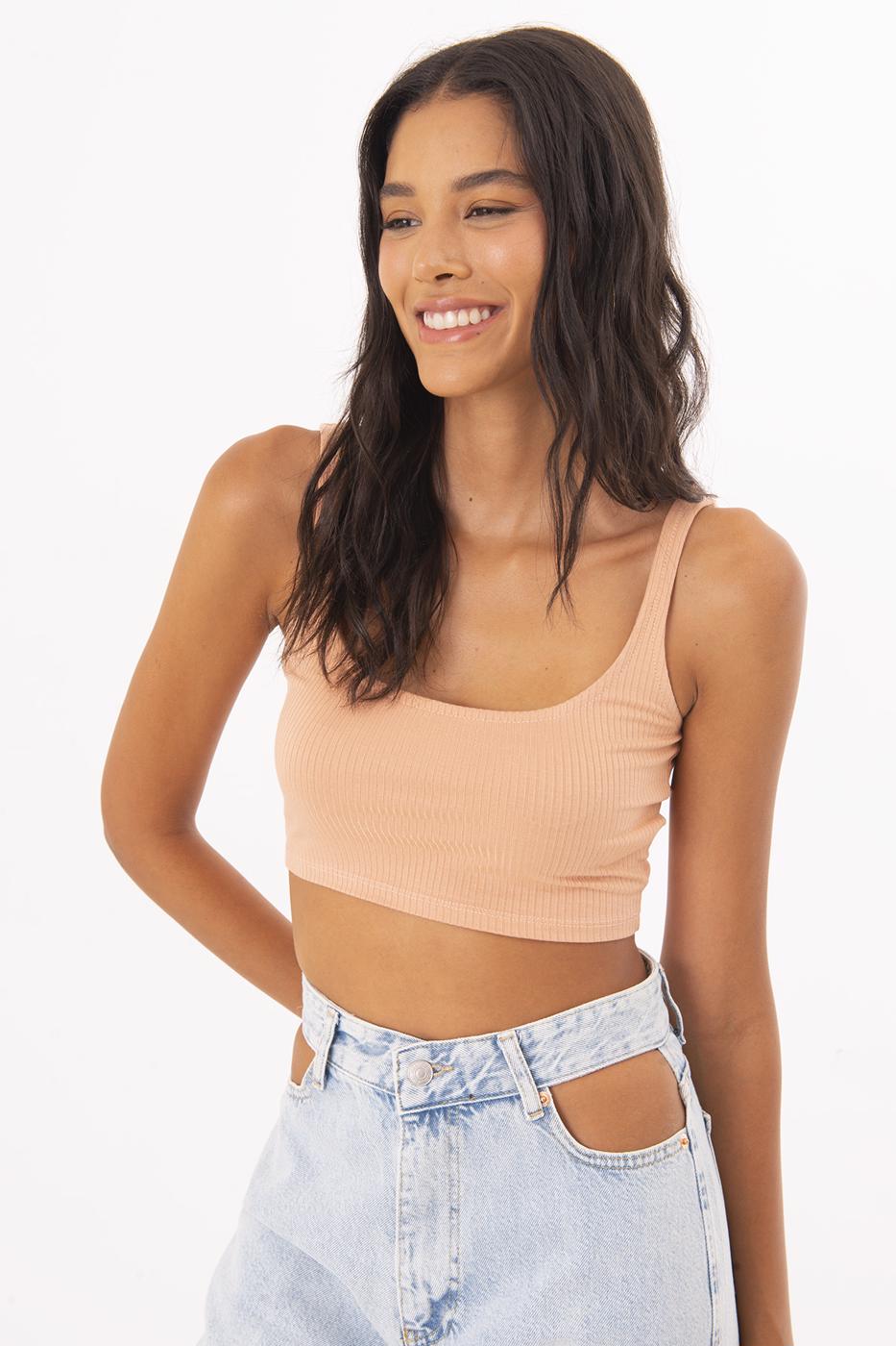 Square Neck Crop Top Salmon