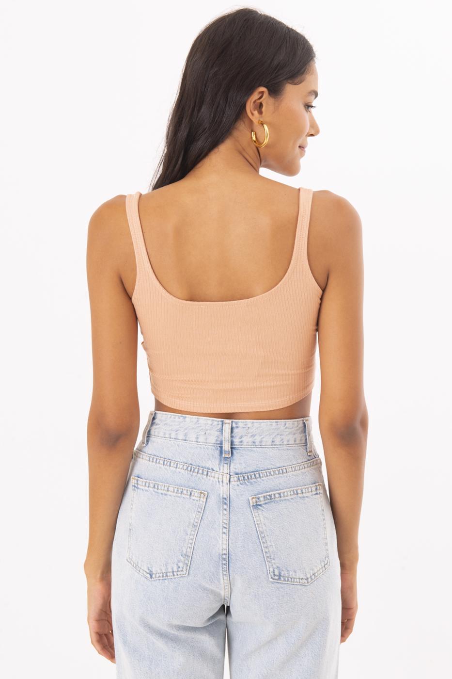 Square Neck Crop Top Salmon