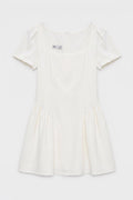 Square Neck Ruffled Mini Dress White