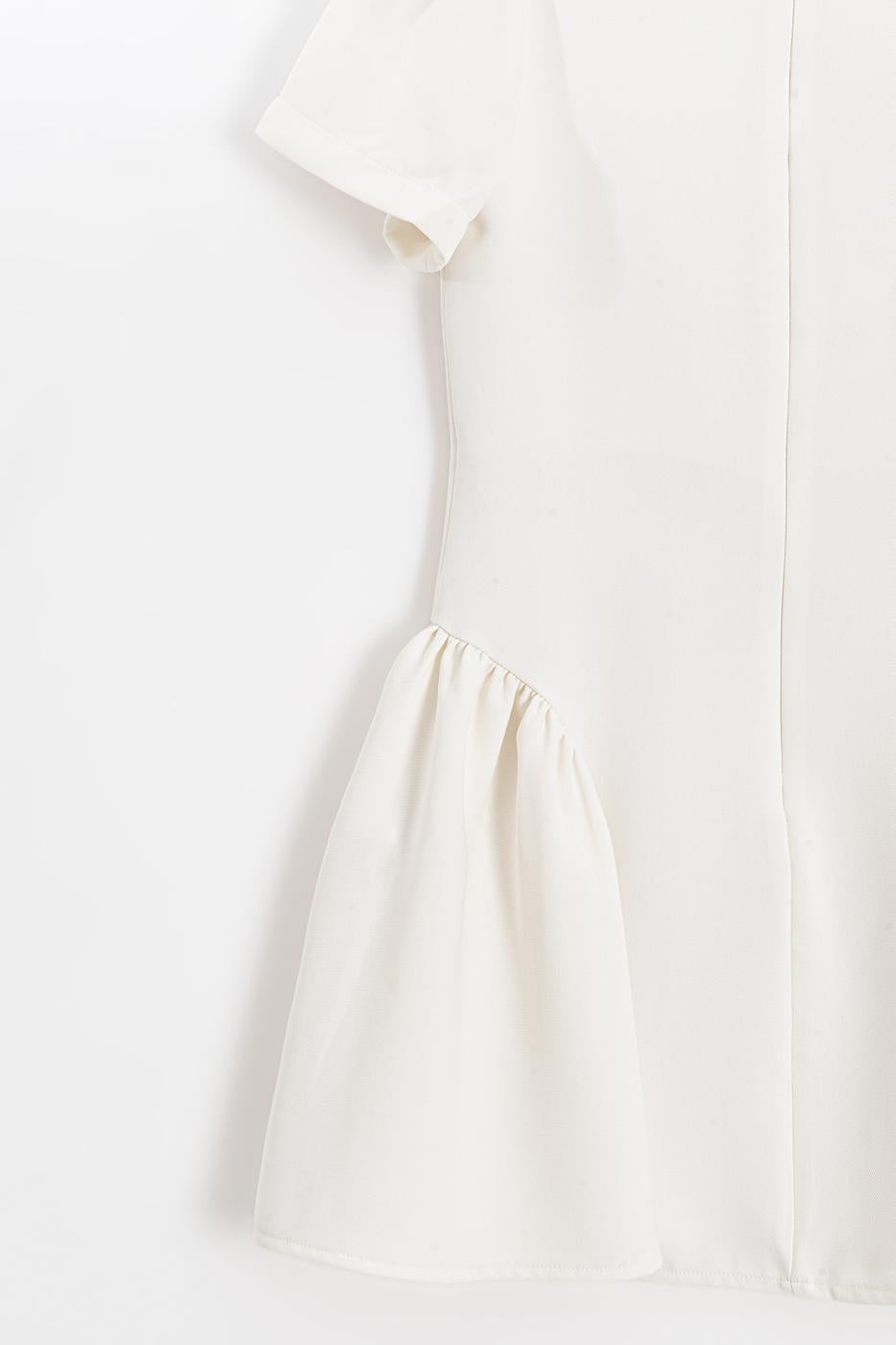 Square Neck Ruffled Mini Dress White