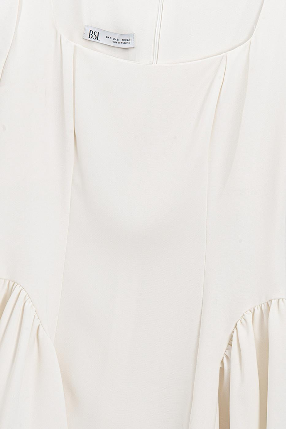 Square Neck Ruffled Mini Dress White